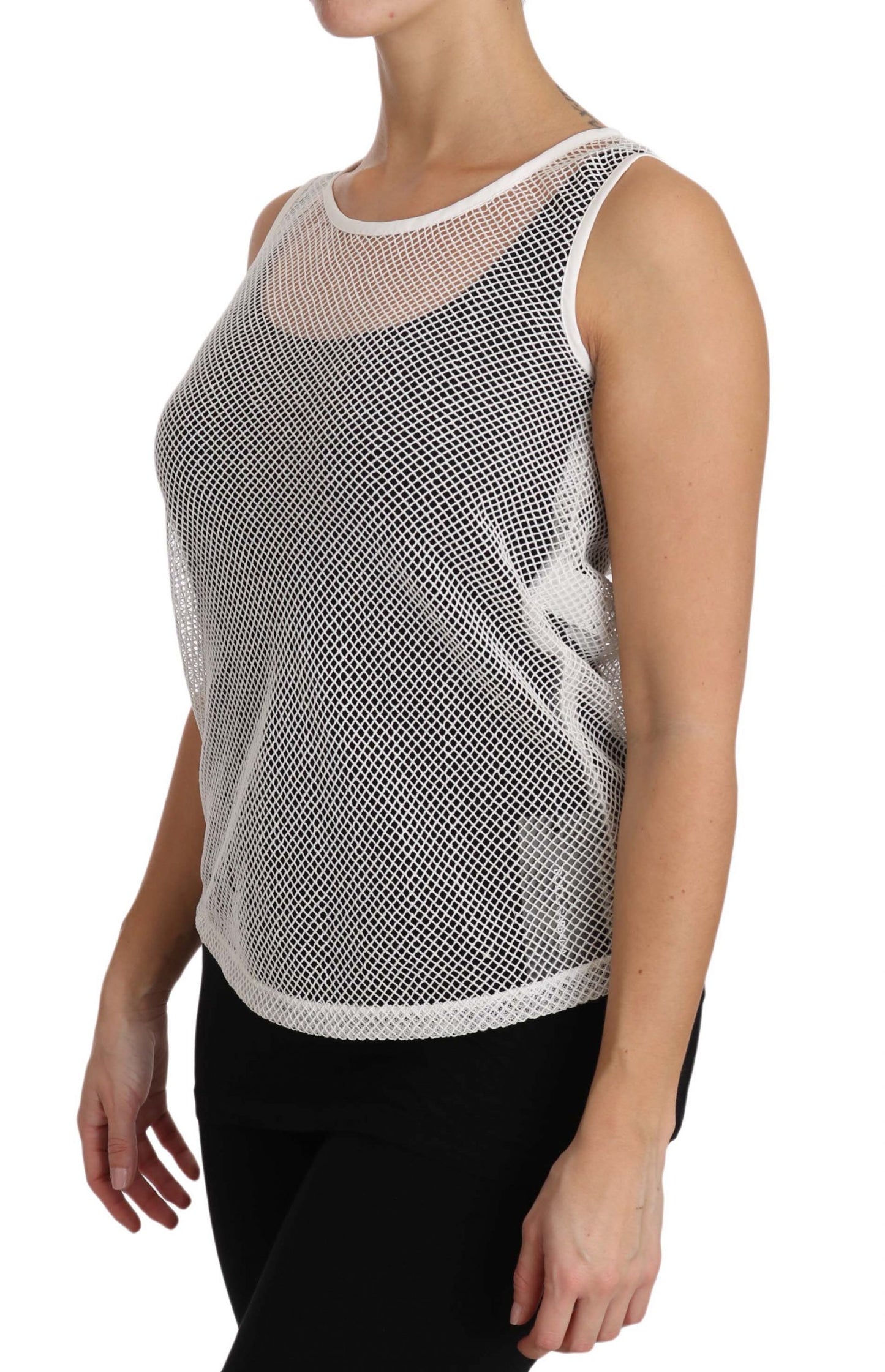 White Net Transparent Sleeveless Tank Top