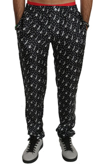 Silk Black Musical Instrument Trouser Pants