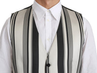 White Black Stripes Waistcoat Formal Vest