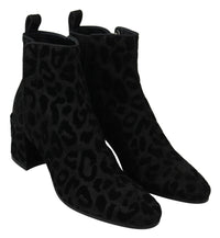 Black Leopard Short Boots Zipper Shoes