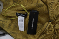 Yellow Black Floral Lace Ricamo Gown Dress