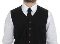 Black Cotton Blend Dress Vest Gilet