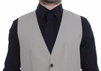 Beige Cotton Silk Blend Dress Vest Blazer