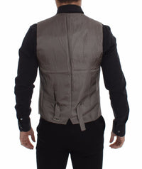 Beige Cotton Stretch Dress Vest Blazer