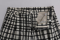 White Black Striped Casual Shorts