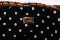 Beige Straw Snakeskin Pom Pom Crystal AGNESE Bag