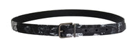 Black Cayman Linen Leather Belt