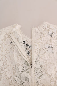 White Crystal Embellished Lace Blouse