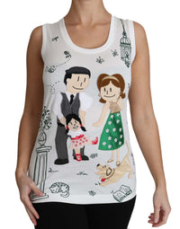 White Cotton #dgfamily Sleeveless Shirt Tank Top