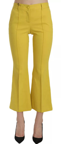 Yellow Flared Bootcut Capri Cotton Pants